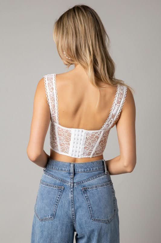Eve White Lace Bustier Corset Crop Top