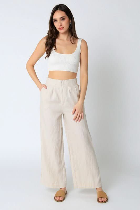Hampton's Khaki Wide-Leg Pants