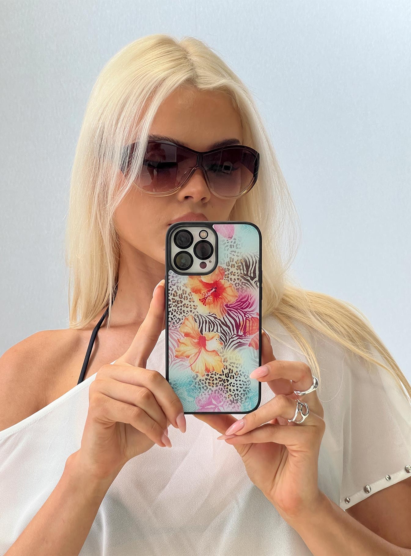 Call Me Instead iPhone Case Blue Leopard