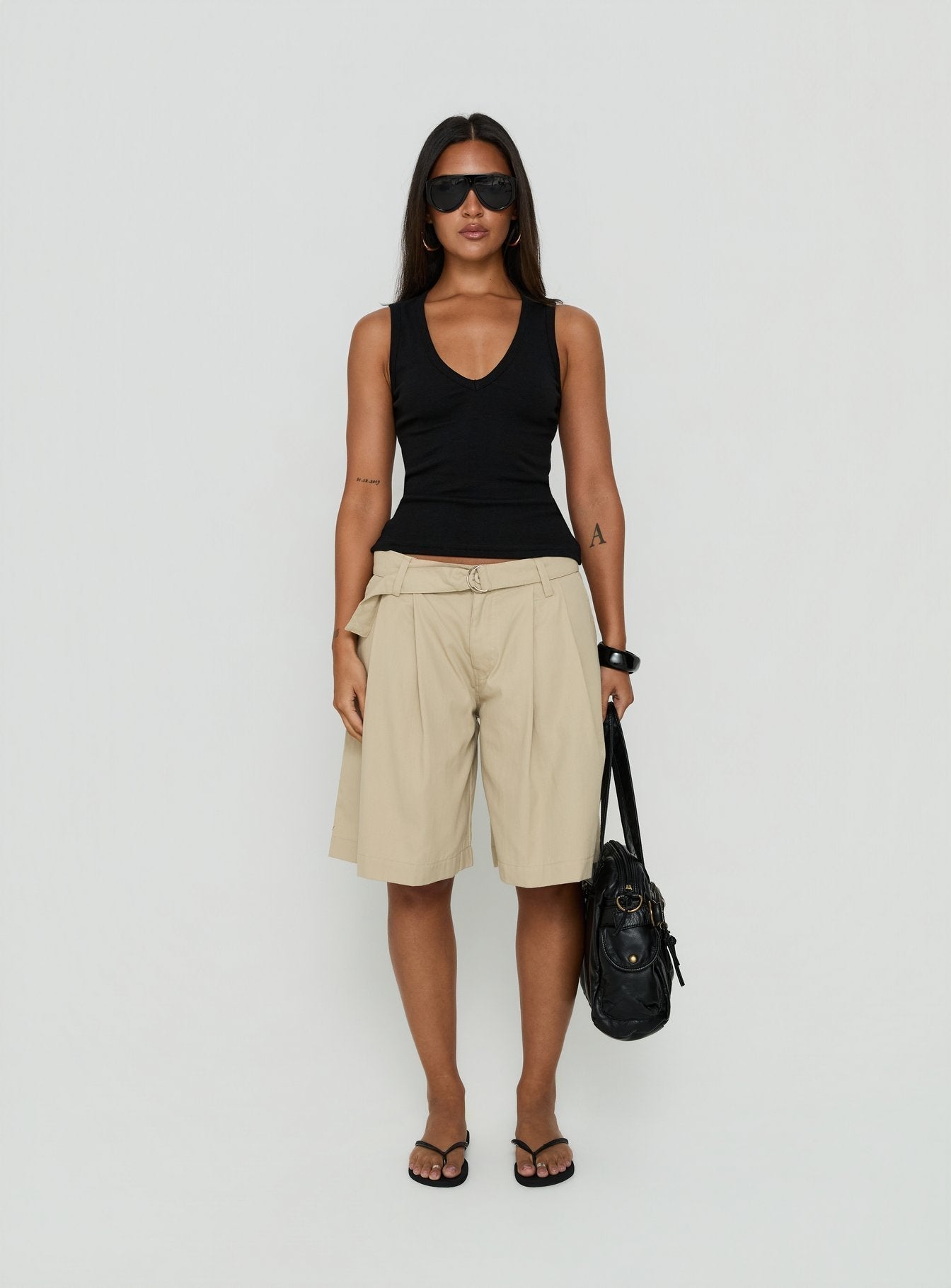 Baseline V Neck Rib Tank Top Black