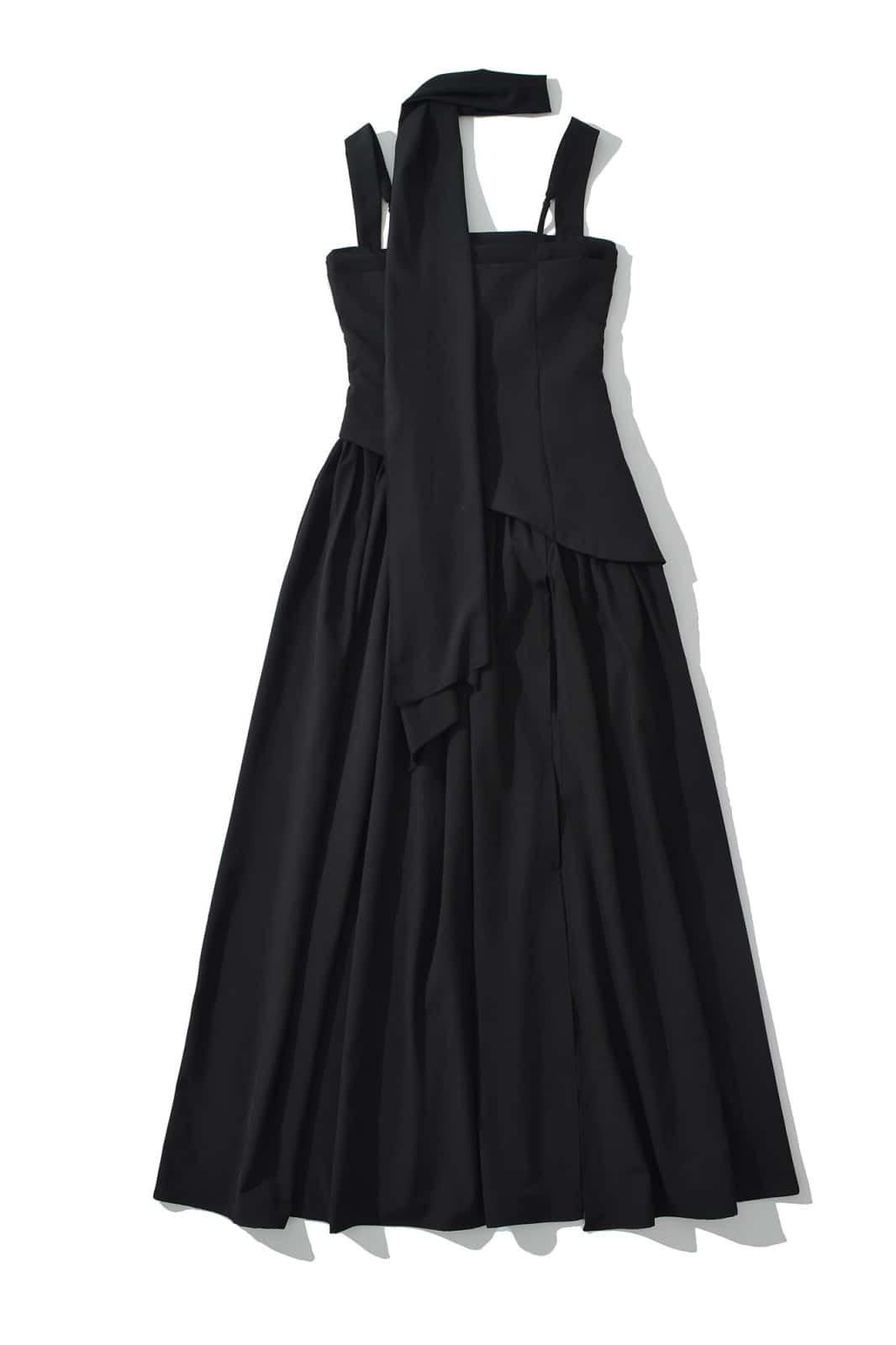 Green Ruched Waist Maxi Dress with Scarf