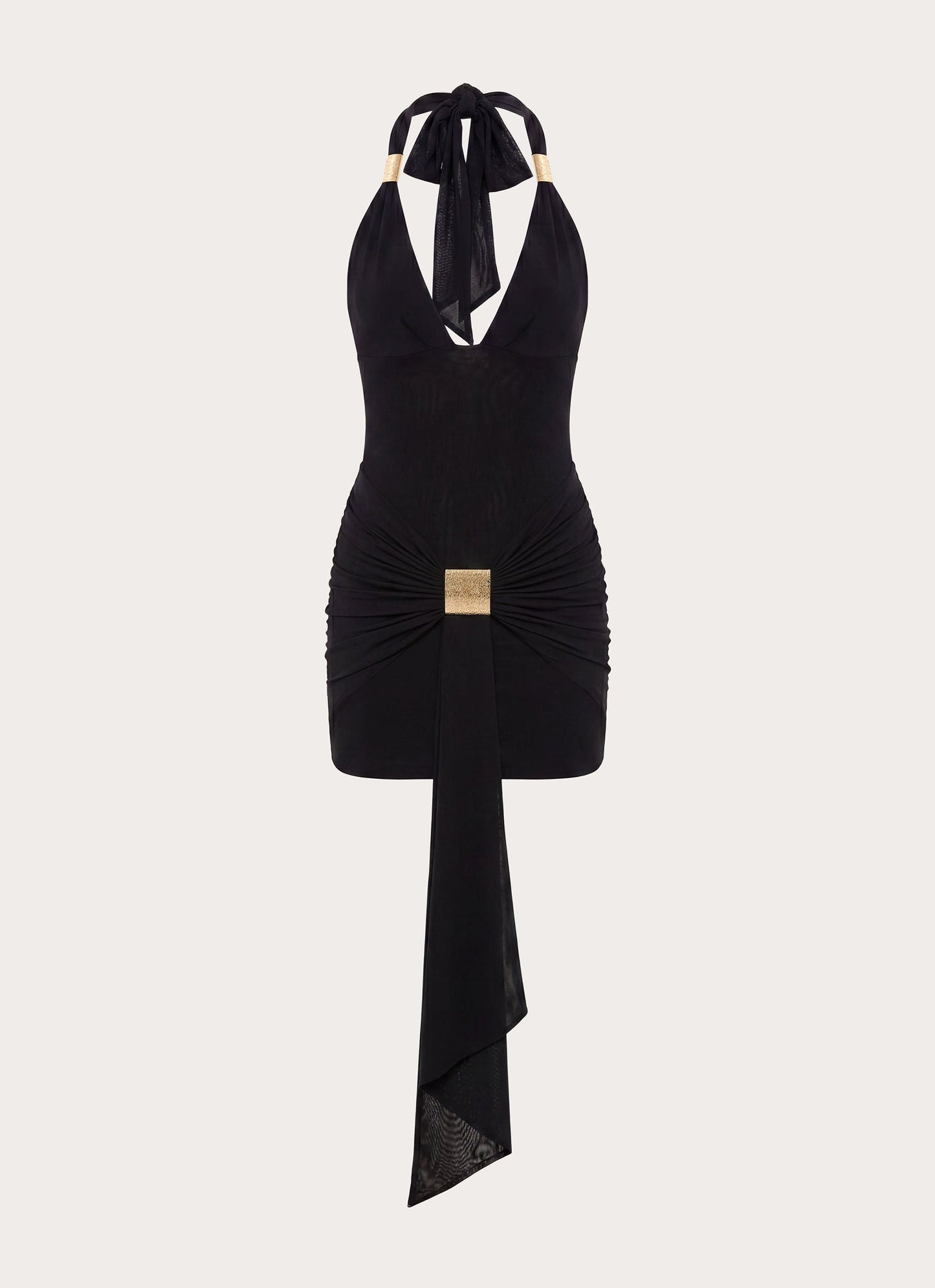 Miyah Halter Hardware Mini Dress - Black
