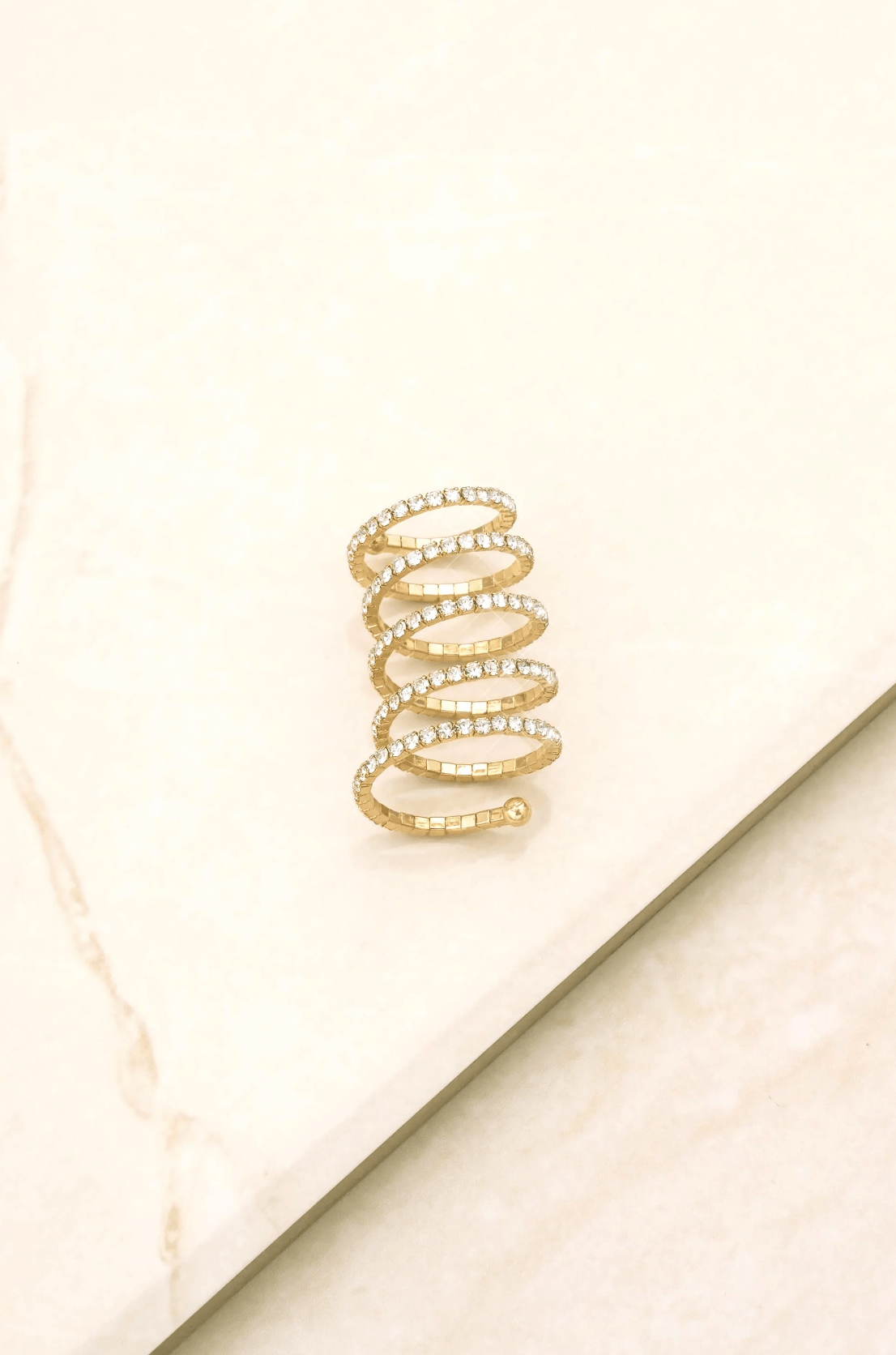 Ettika Spiral Down Crystal & Gold Ring