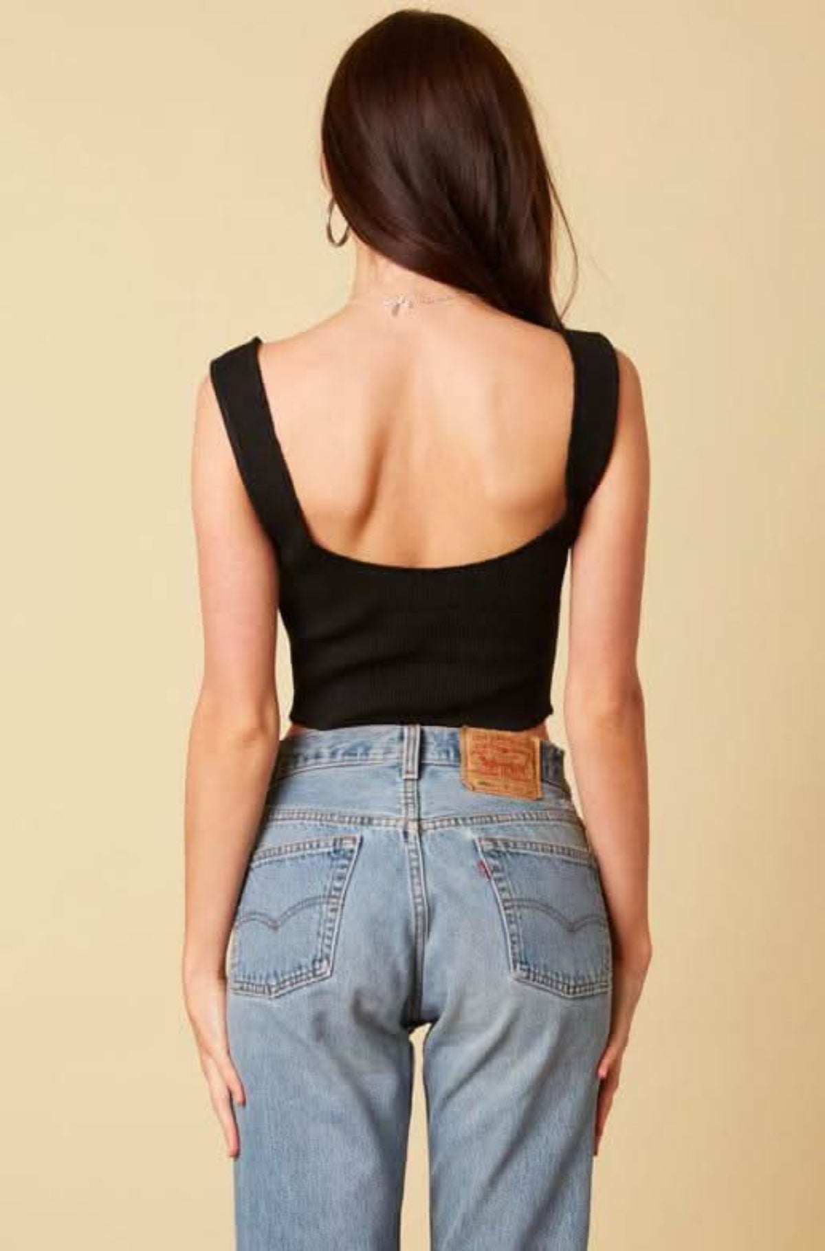 Gege Black Cropped Tank Top