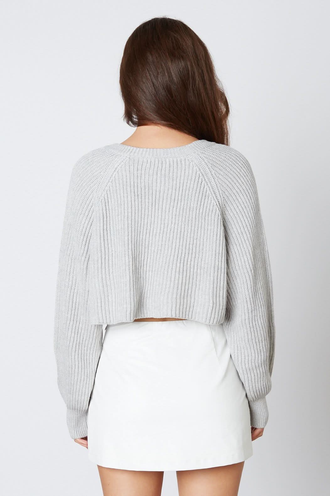Day Off Grey Notched Neck Sweater