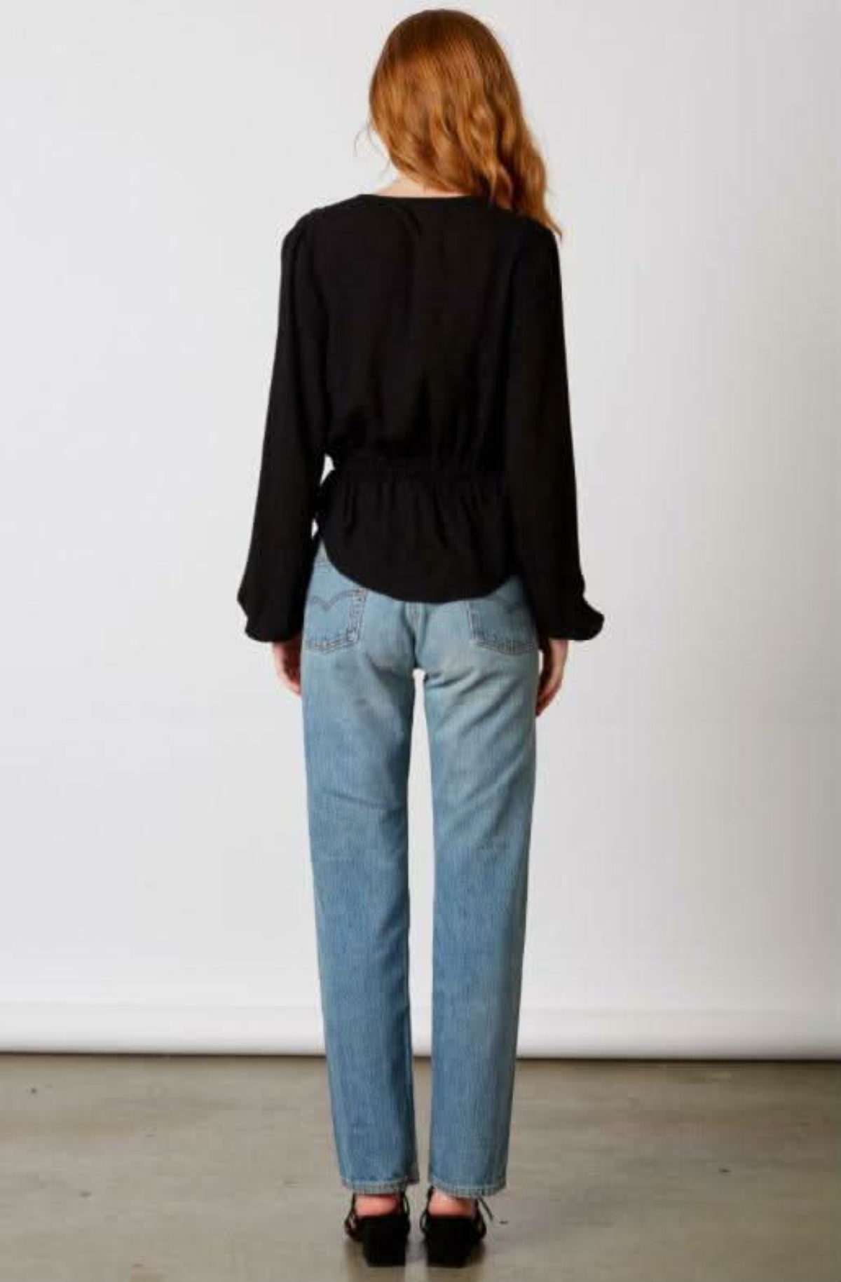 Mirabella Black Cinched Front Tie Top
