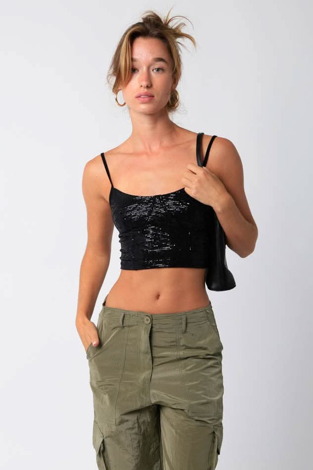 Pippa Black Lurex Corset Top