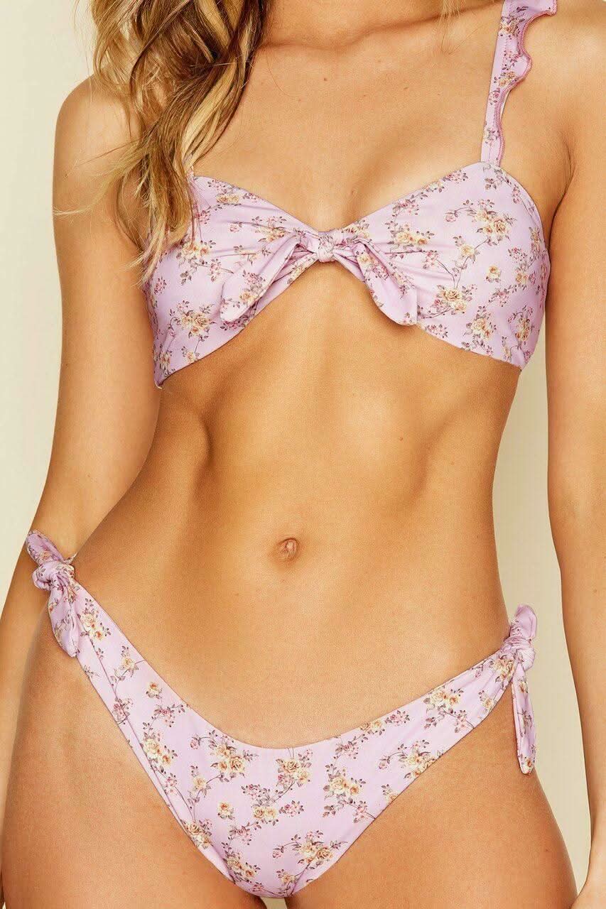 Countess Golden Rose Ruffle Strap Bikini Top