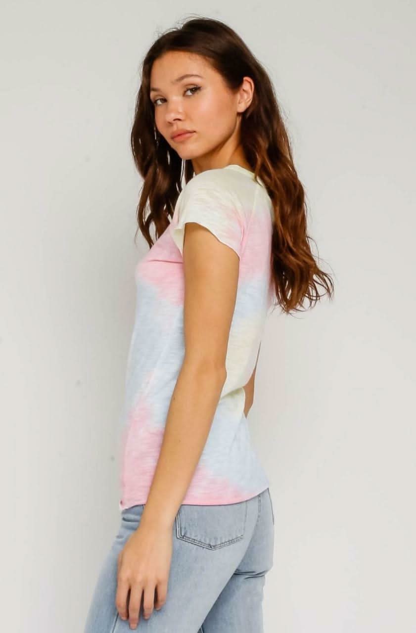 Groovy Vibes Girlfriend Pink and Blue Tie-Dye Tee