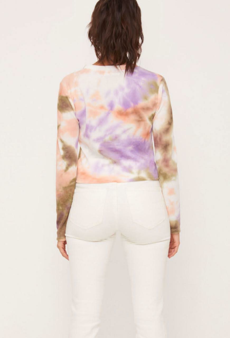 I Know You Do Peach and Olive Tie-Dye Twist Top