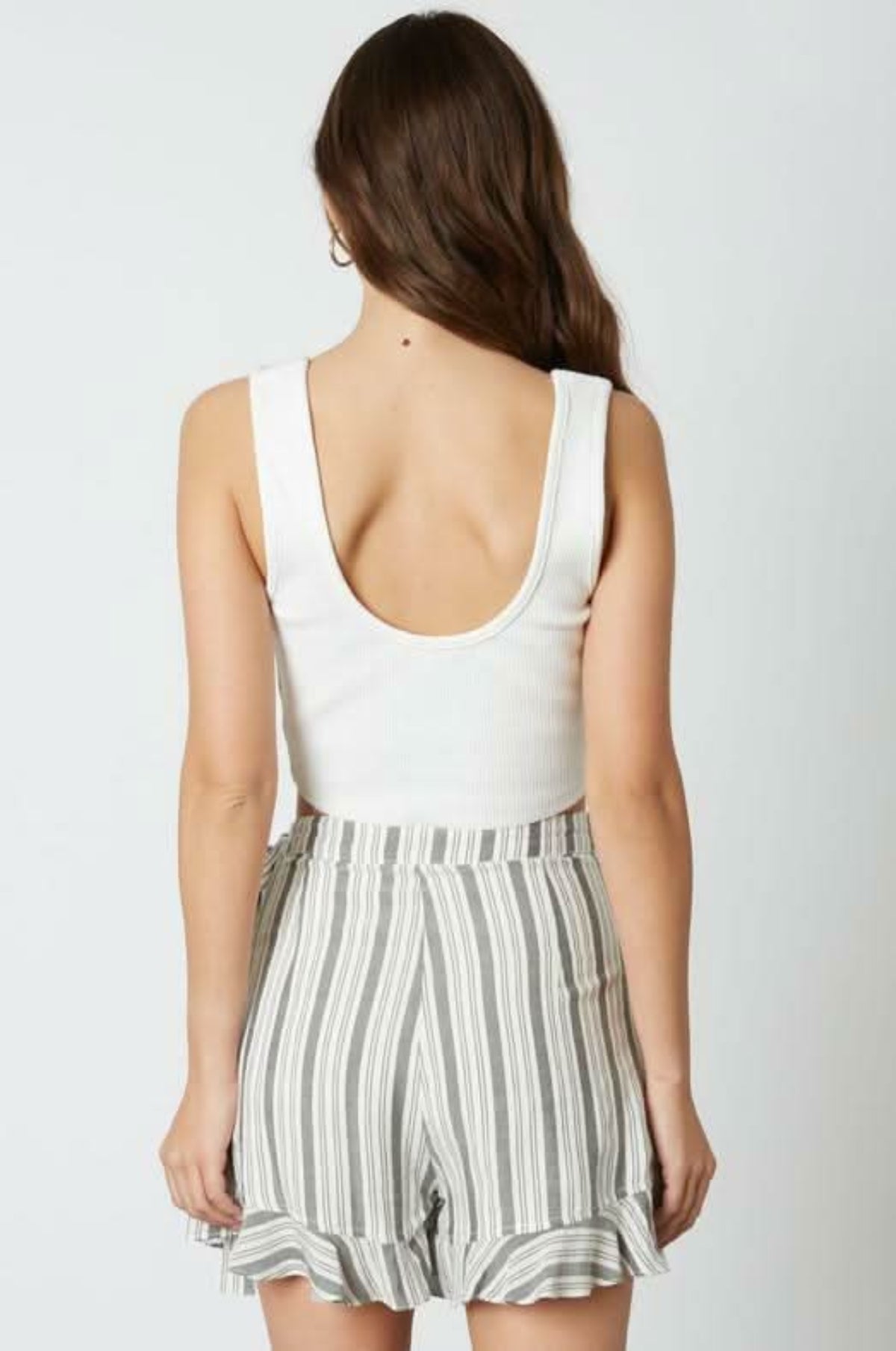 Dana Black and White Striped Ruffle Wrap Skort