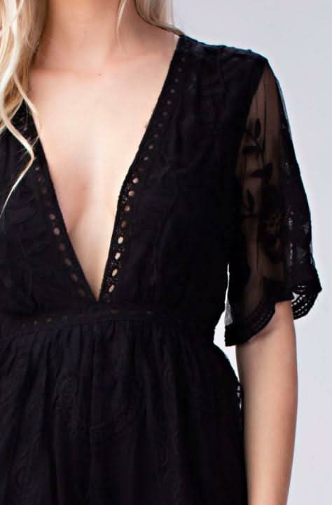 Endless Lace Black Deep V Romper