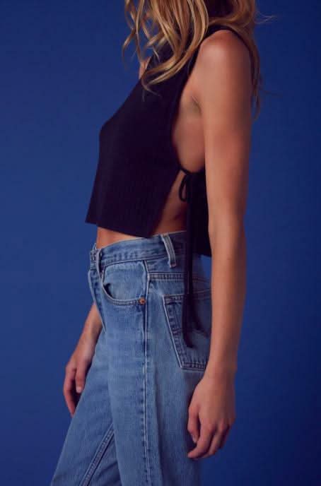 Marcella Black Mock Neck Crop Top