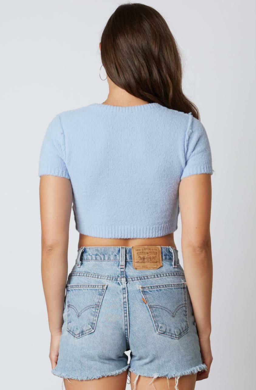 Get There Light Blue Shrunken Cardigan