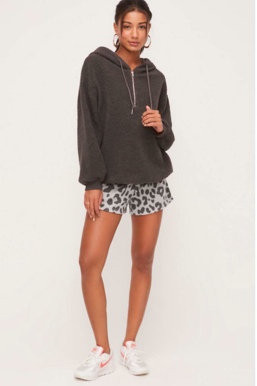 Gabriella Charcoal Grey Sherpa Hoodie