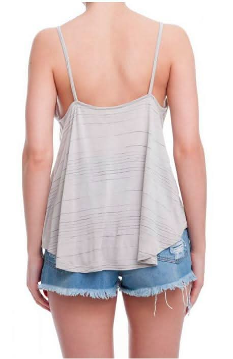Fond Of You Taupe Striped Criss-Cross Tank Top