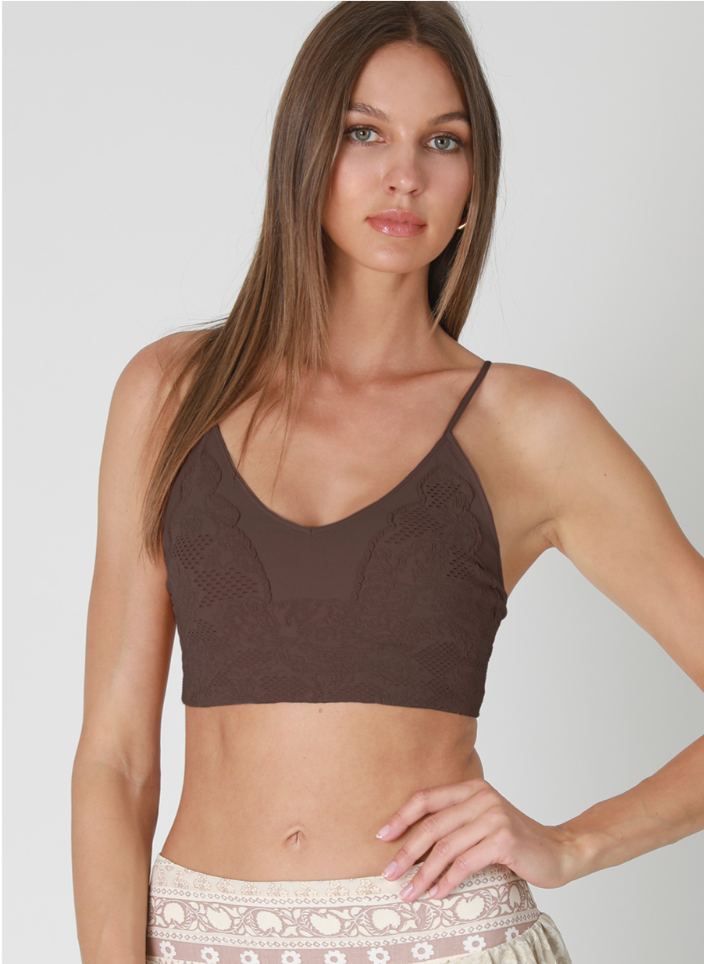 NIKIBIKI Brown Lace Embroidered Bralette