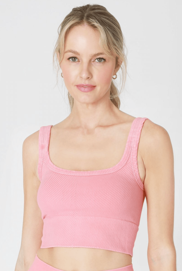 NIKIBIKI Vintage Soft Pink Cropped Chevron Tank