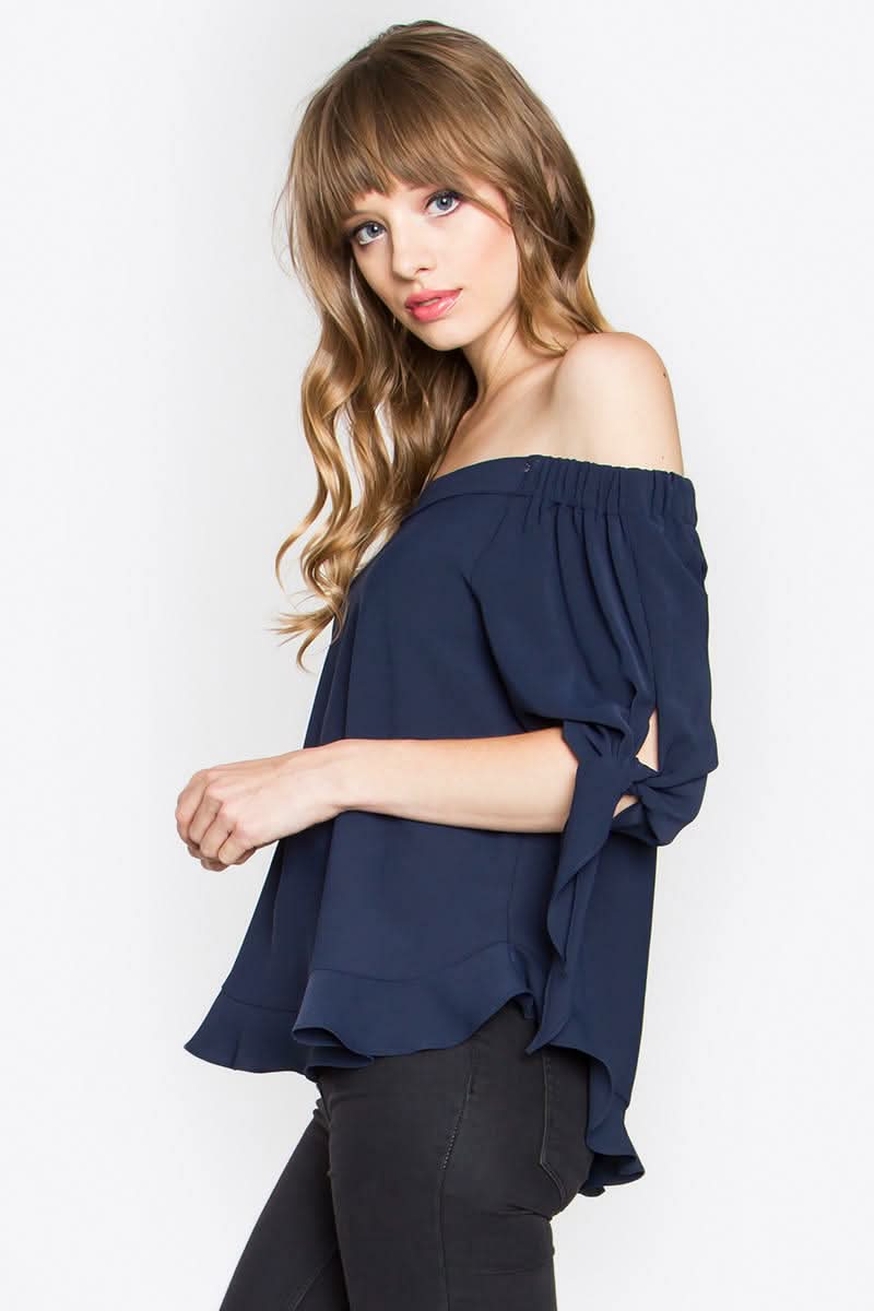 Freya Navy Off-The-Shoulder Top