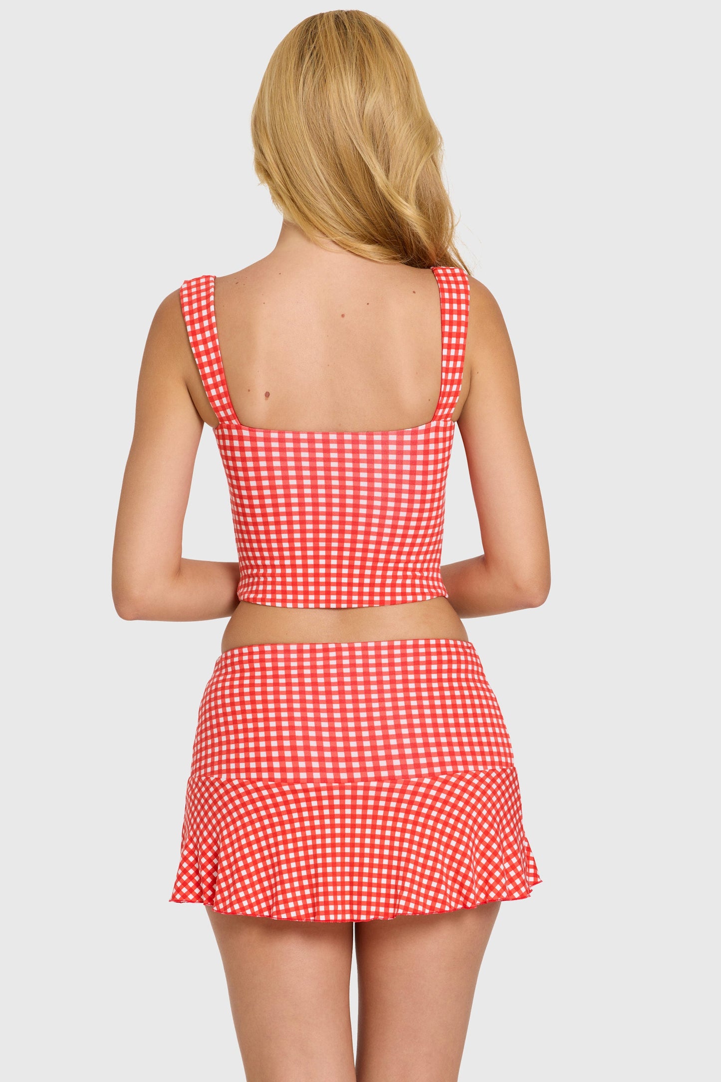 Modal Ruched Bust Top in Red Gingham