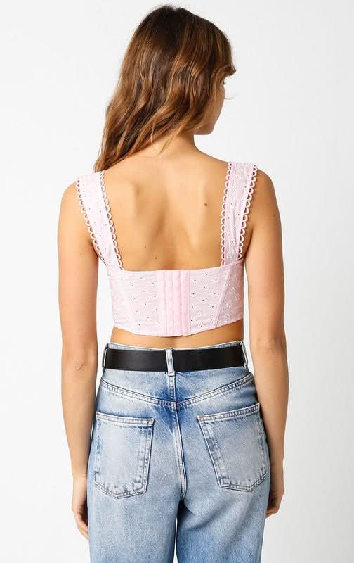 Eve Light Pink Eyelet Bustier Corset Crop Top