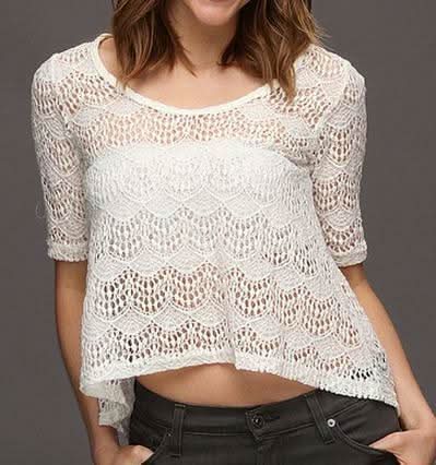 Minkpink White Light and Lovely High Low Lace Top