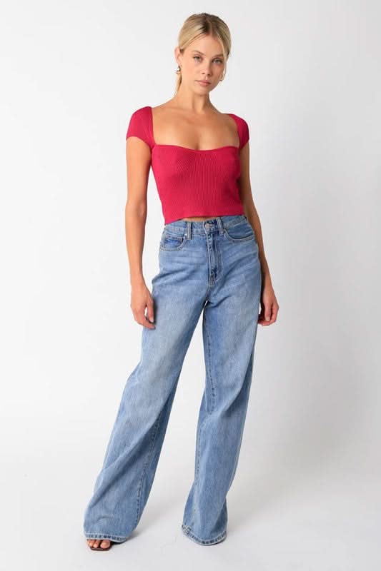 Emma Orchid Cap Sleeve Sweater Crop Top