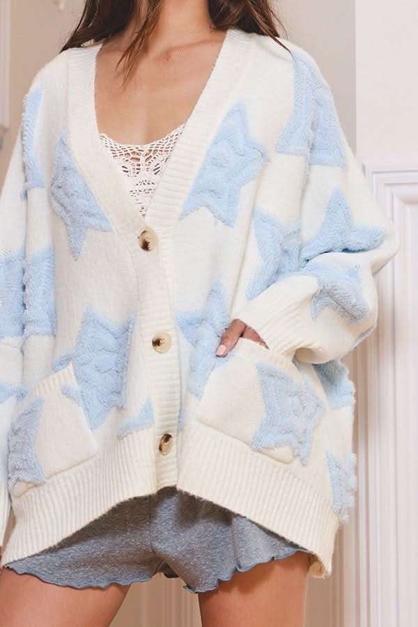 Meet Me At Midnight White Star Cardigan