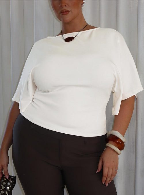 Arazia Cinched Short Sleeve Top White Curve