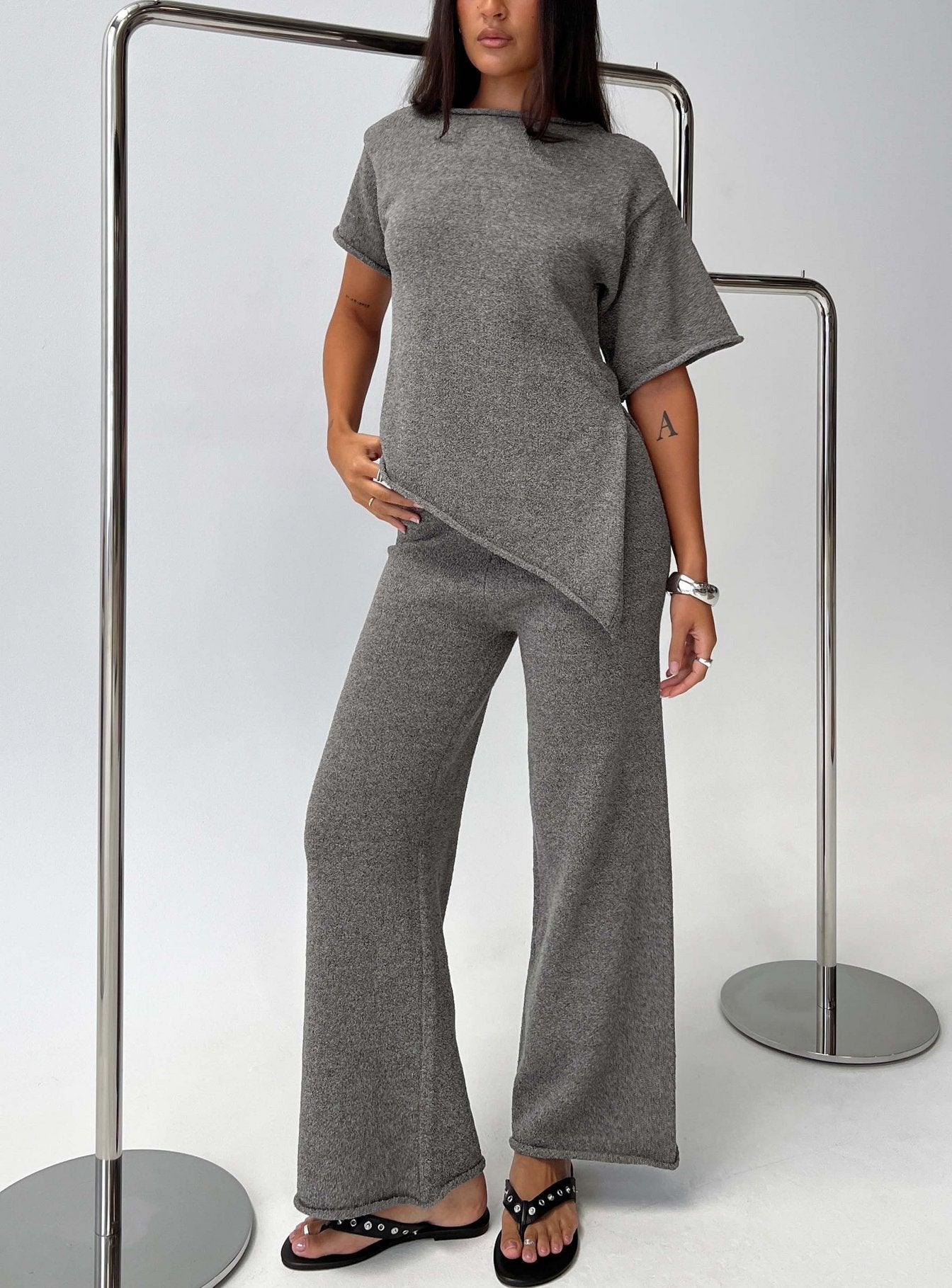 Calisse Knit Wide Leg Pants Mocha