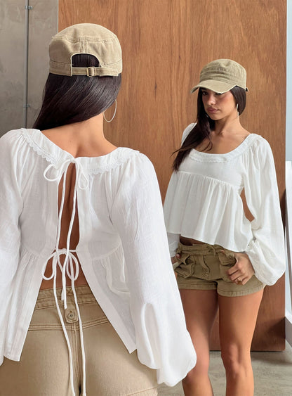 Benjie Long Sleeve Top White