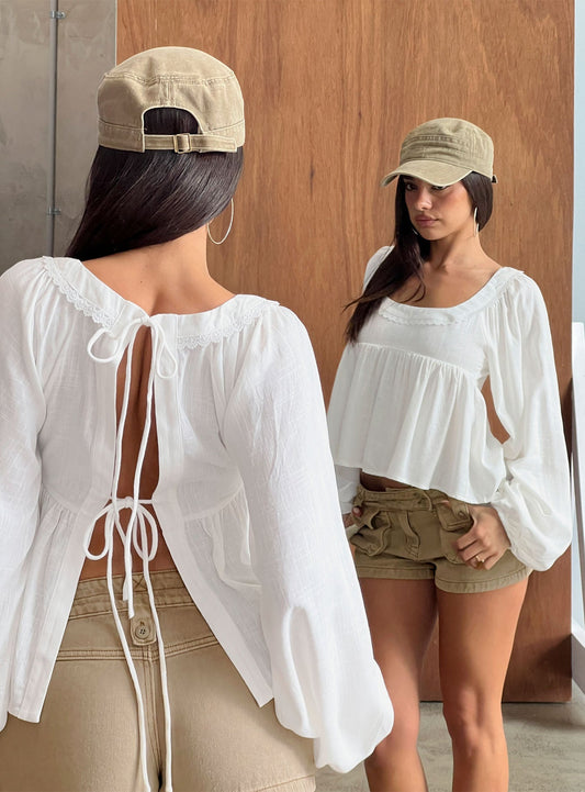 Benjie Long Sleeve Top White