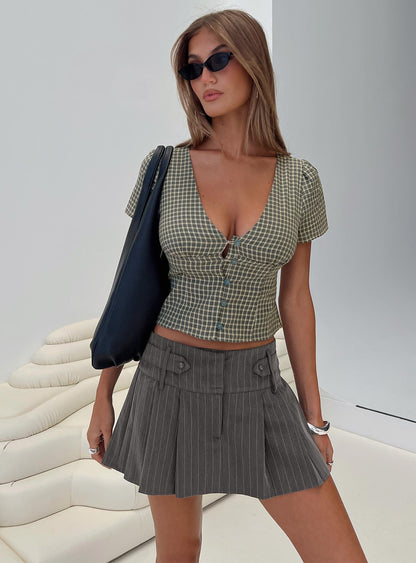 Bad Liar Pleated Skort Grey Stripe