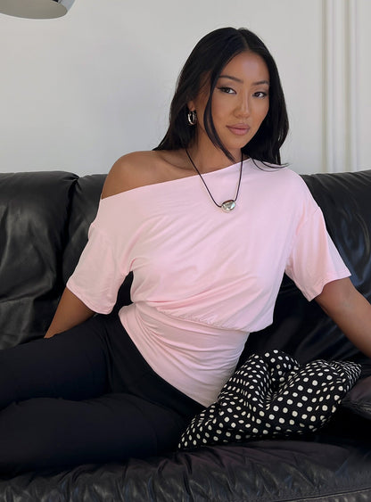 Ashlinn Off Shoulder Drapey Top Baby Pink