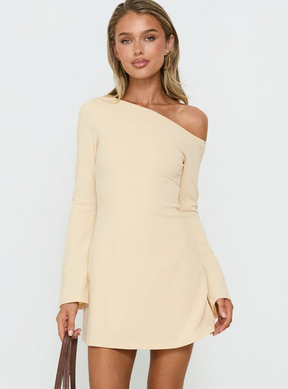 Adrietta Long Sleeve Off Shoulder Mini Dress Butter
