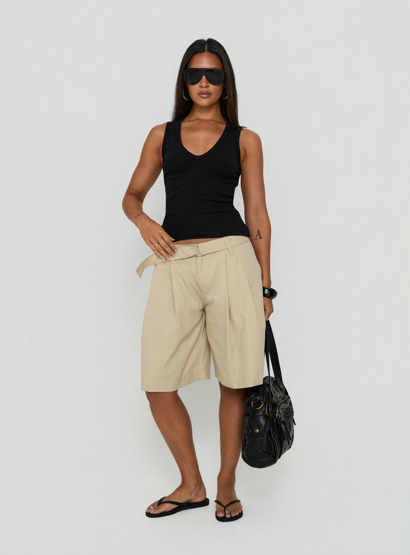 Baseline V Neck Rib Tank Top Black