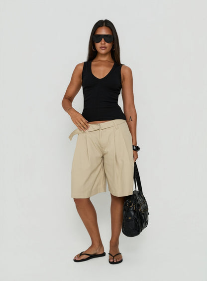 Baseline V Neck Rib Tank Top Black