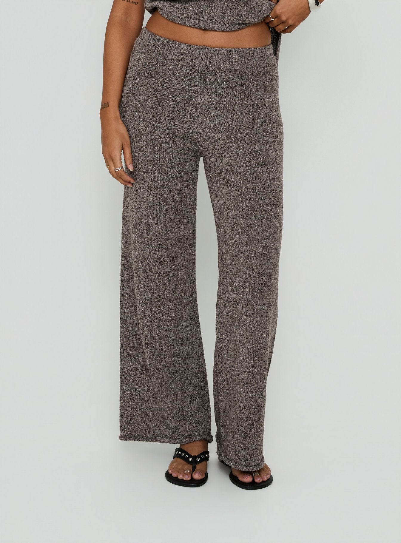 Calisse Knit Wide Leg Pants Mocha