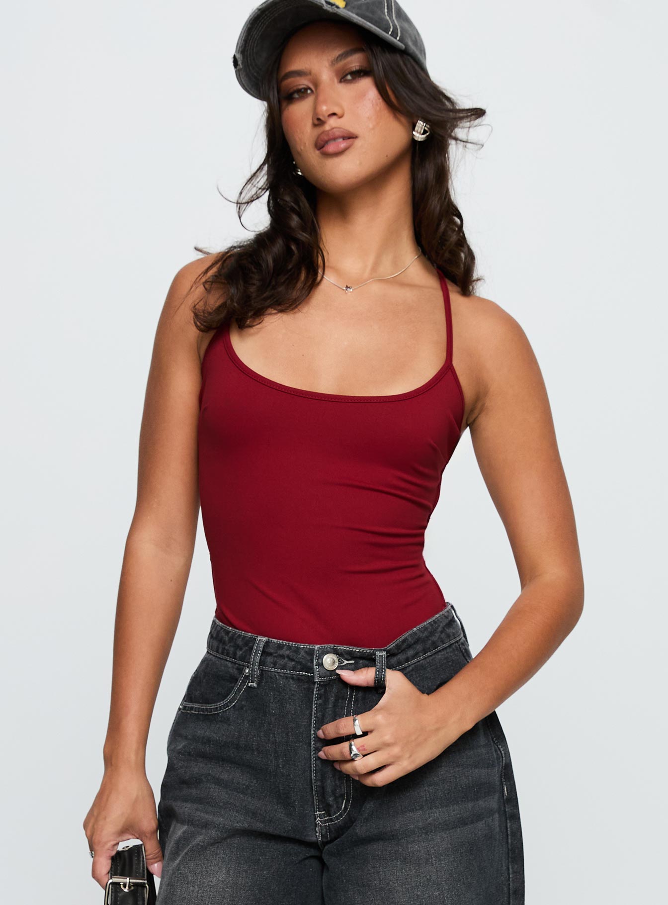 All Tied Up Bodysuit Burgundy