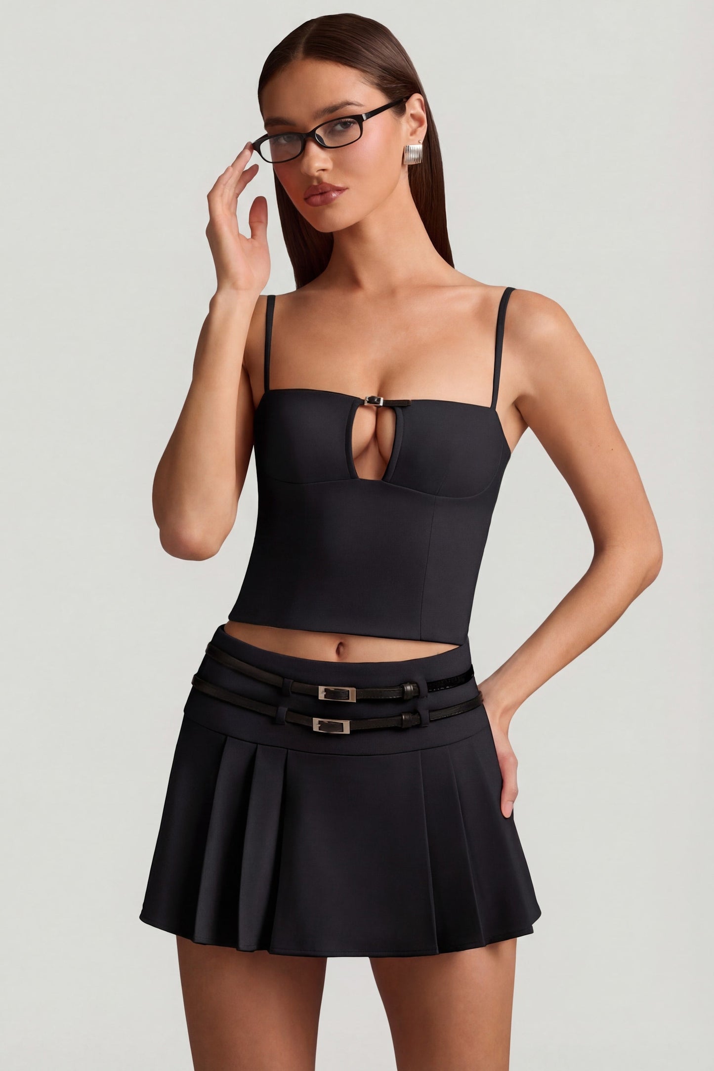 Cut-Top Camisole Top in Black