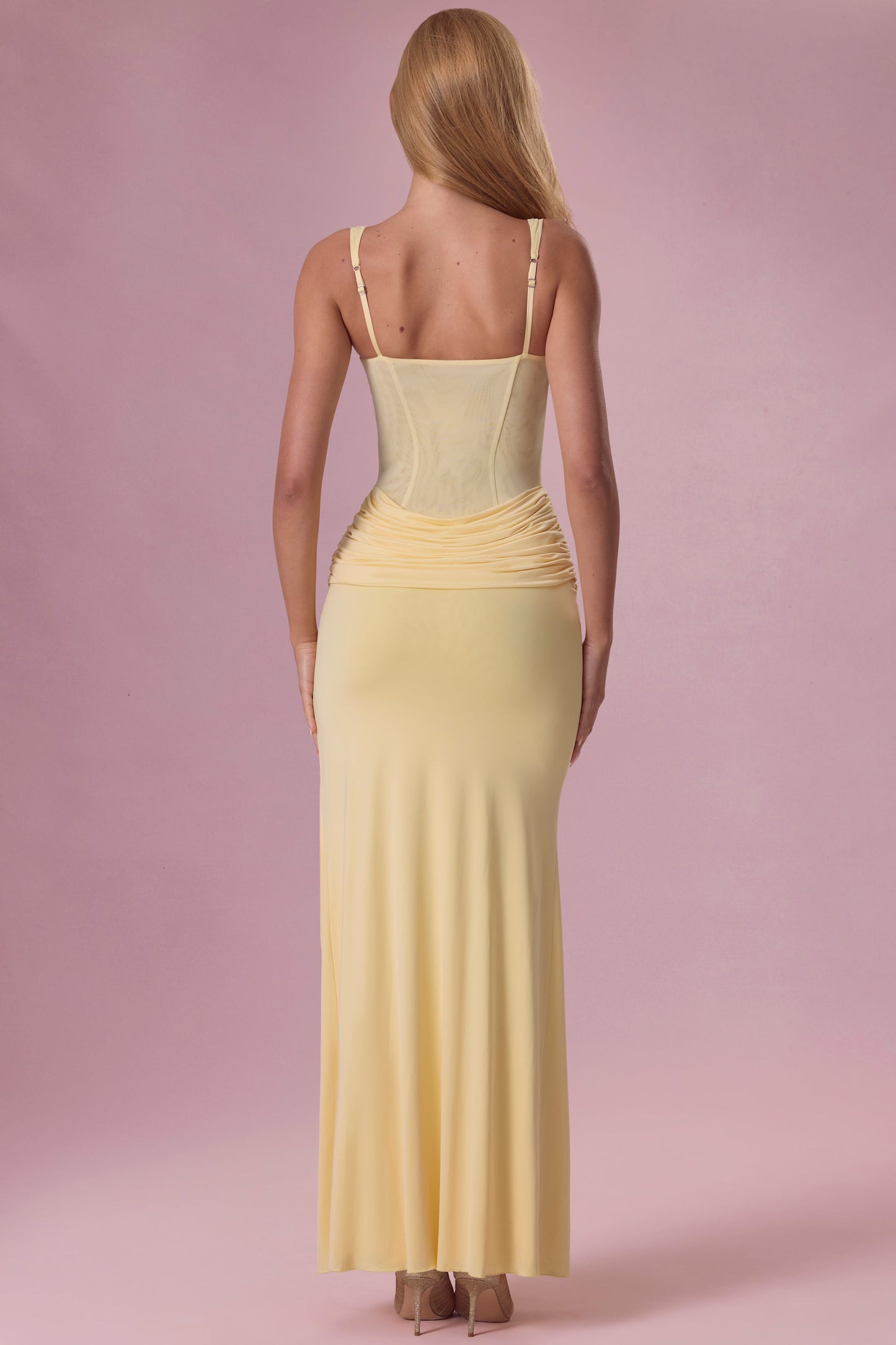 Mesh Draped Bridesmaid Dress in Butter