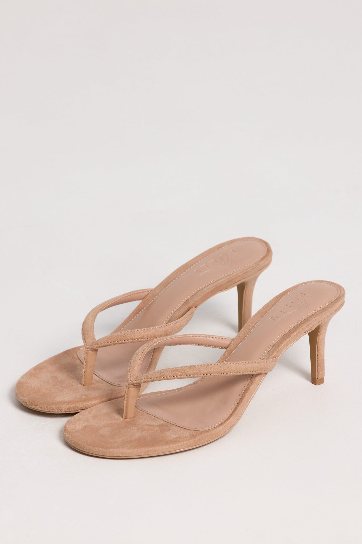 Heeled Thong Sandals in Soft Tan