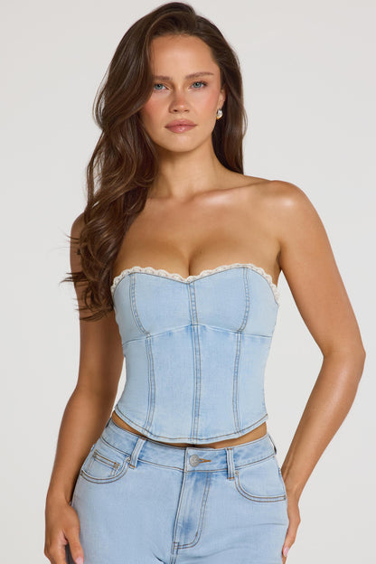 Denim Corset Top  in Light Denim