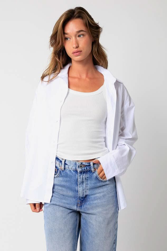 Go-To White Button-Up Top