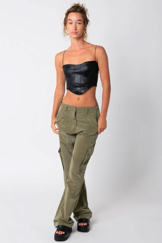Hot Girl Black Vegan Corset Crop