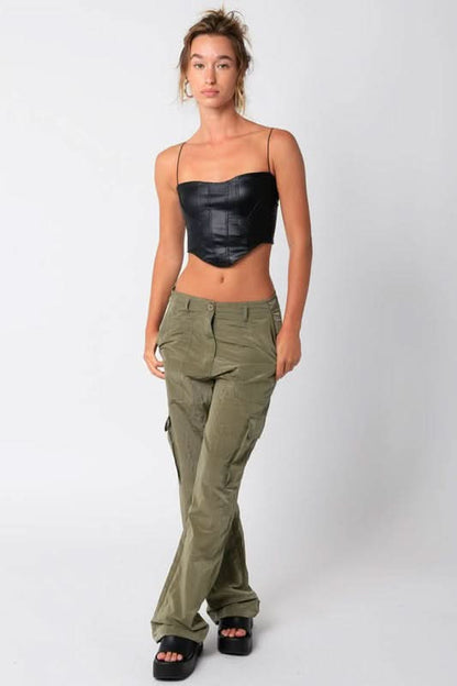 Hot Girl Black Vegan Corset Crop
