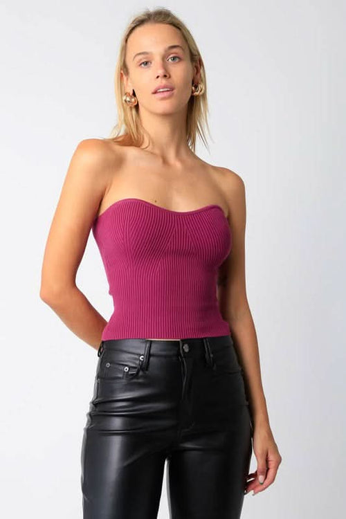 Leah Magenta Ribbed Tube Top