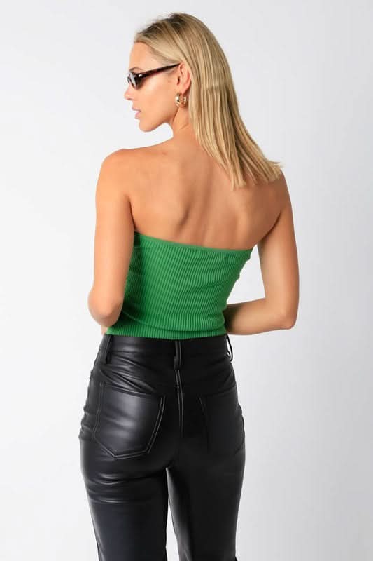Leah Green Ribbed Tube Top