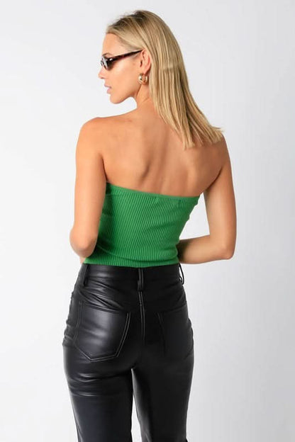 Leah Green Ribbed Tube Top