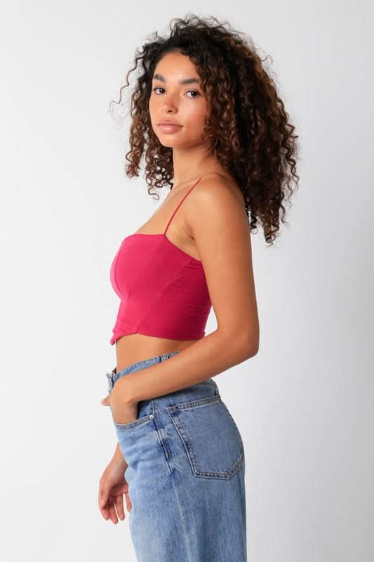 Hot Girl Fuchsia Corset Crop